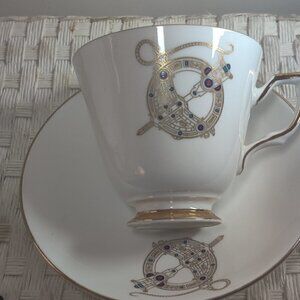 Royal Tara Brooch Tea Cup Set. A Celtic Golden Brooch Design discovered in 1850.